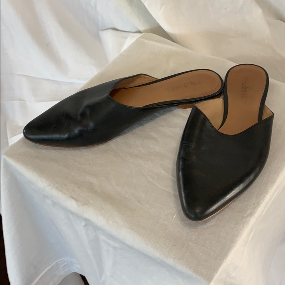 Madewell slides/miles black leather 9.5